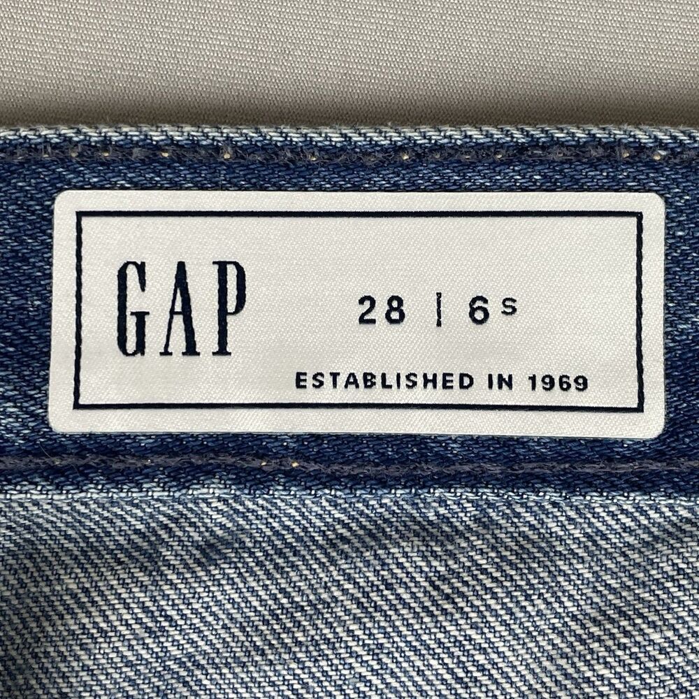 Gap Barrell Short Taper High Rise Jeans Women’s 28/6 Medium Indigo Bohemian - Picture 6 of 16